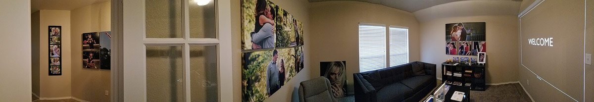 photo of studio showroom of artwork in mckinney texas for senior pictures