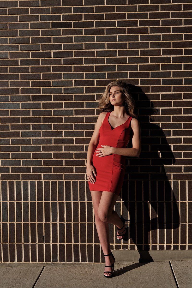 denton guyer senior photos fashion inspired in red dress