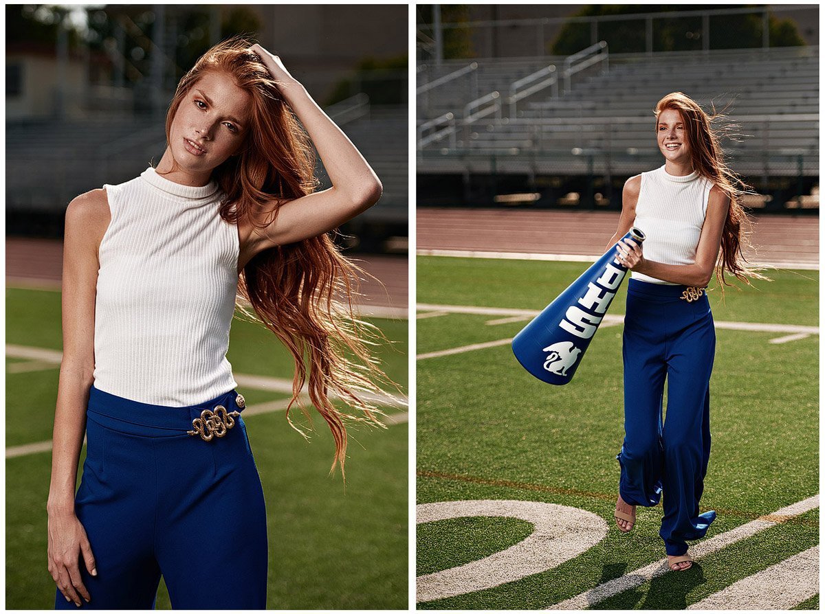 dallas cheerleader with red hair photographed at allen high school