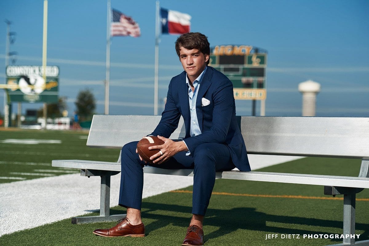 frisco senior from legacy christian academy for portraits in suit