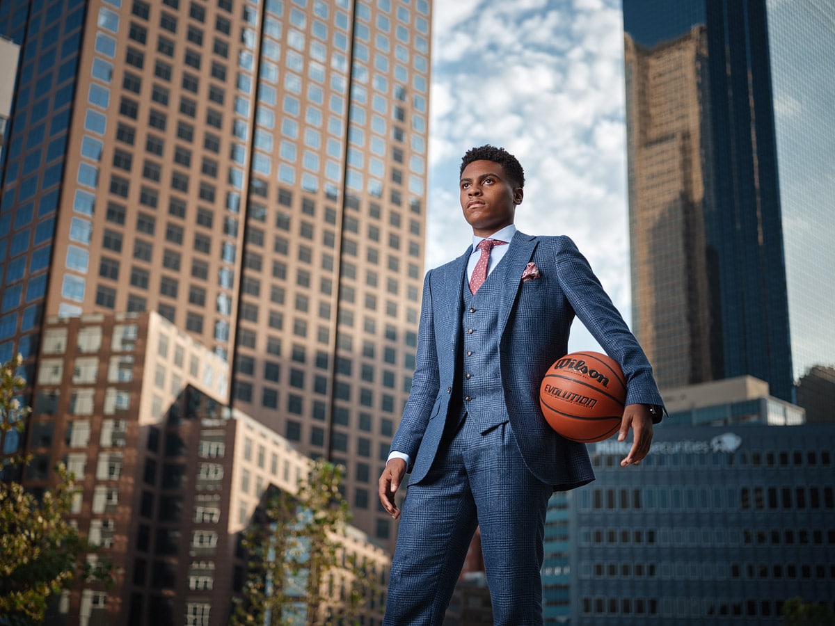 Fort Worth Senior portraits in pacific plaza downtown dallas senior boys basketball