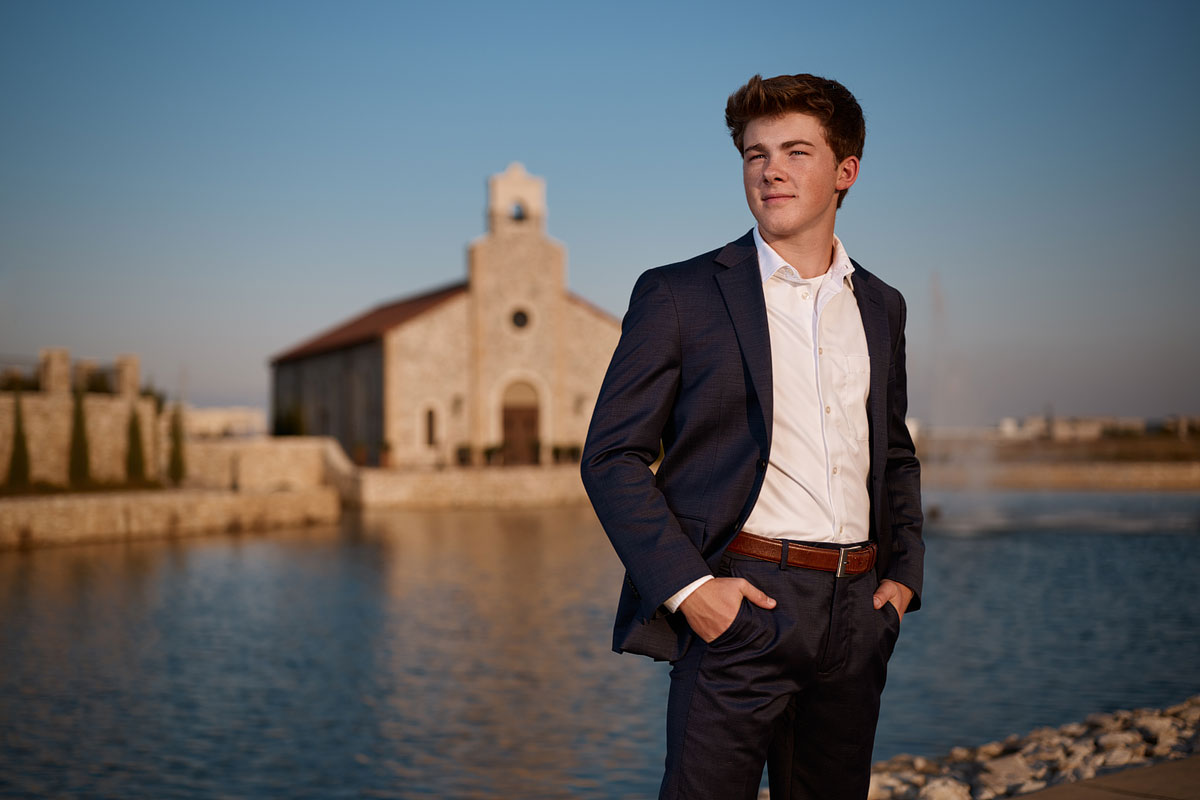 grapevine faith senior portraits for guys by lake photographer jeff dietz