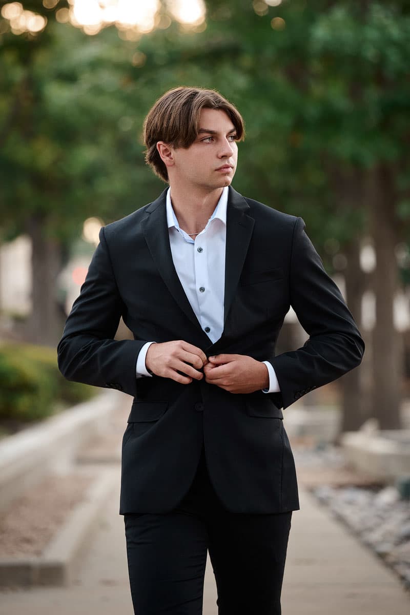 Mckinney Christian Senior Portraits In Suit At Park 001
