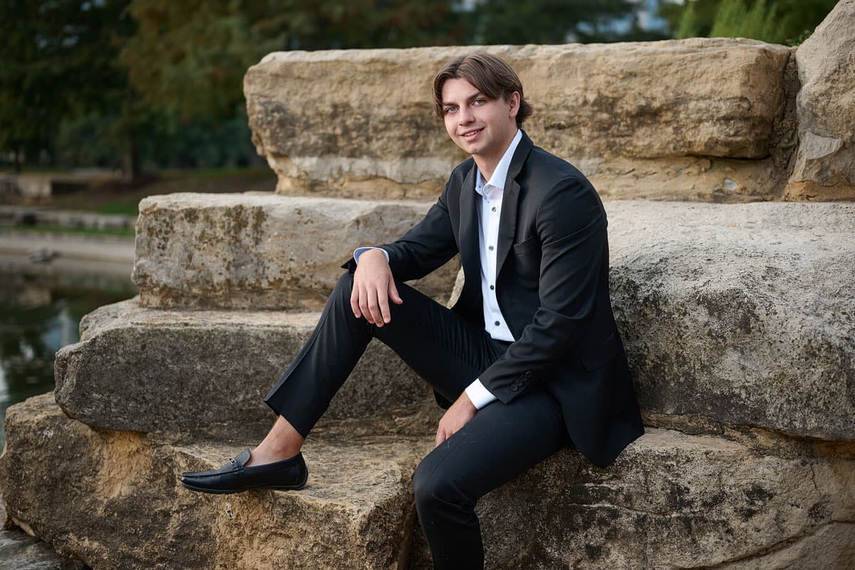 Mckinney Christian Senior Portraits In Suit At Park 004